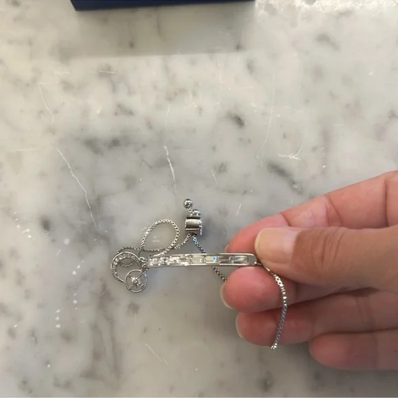 Brilliance Silver Plated Crystal Baguette ENJOY THE JOURNEY Adjustable Bracelet - Picture 7 of 9